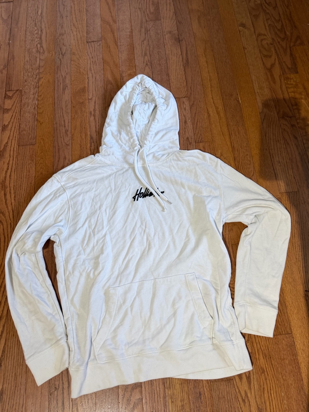 Hollister Women’s White Hoodie with Black Script Logo